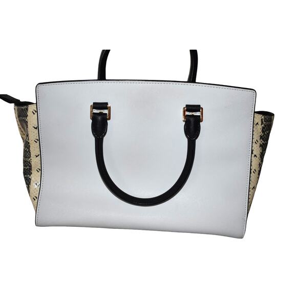 Michael Kors Selma Satchel Saffino Leather Snake Print Bag - Picture 2 of 5